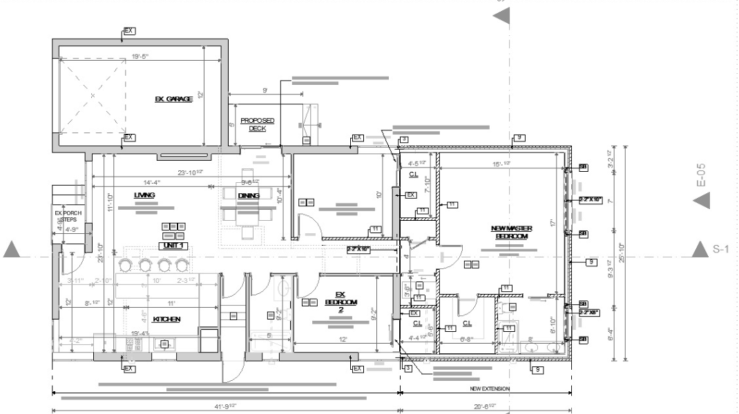 Permit drawing floor plan prepared by 828 Design Inc., showing existing and proposed residential work